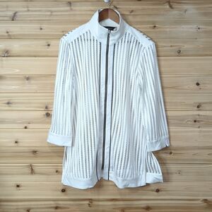 Ming Wang Jacket Womens Medium White Perforated Mesh Jacket
